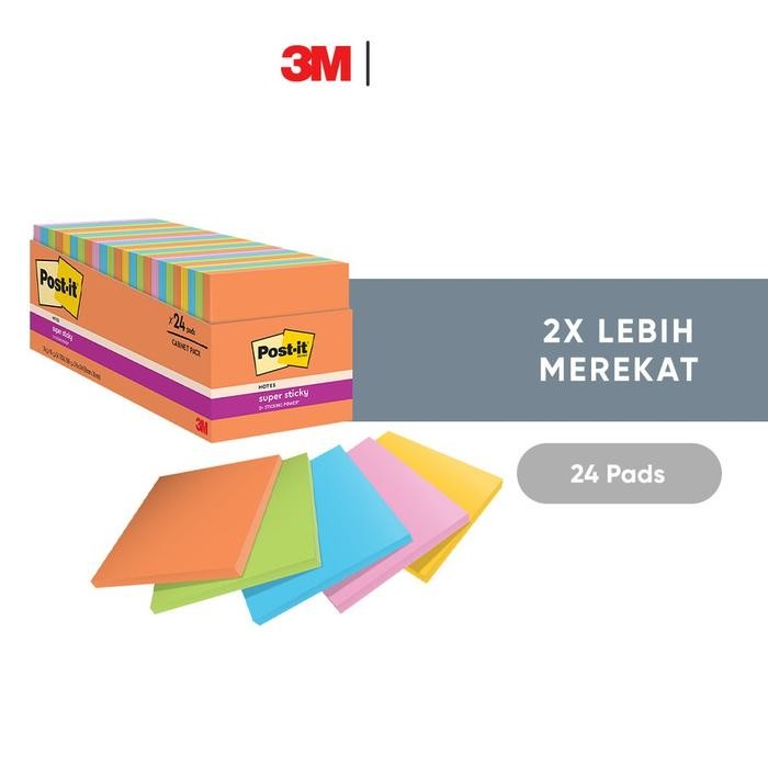 

Post-it Super Sticky Notes Energy Boost 3x3" 654-24SSAU
