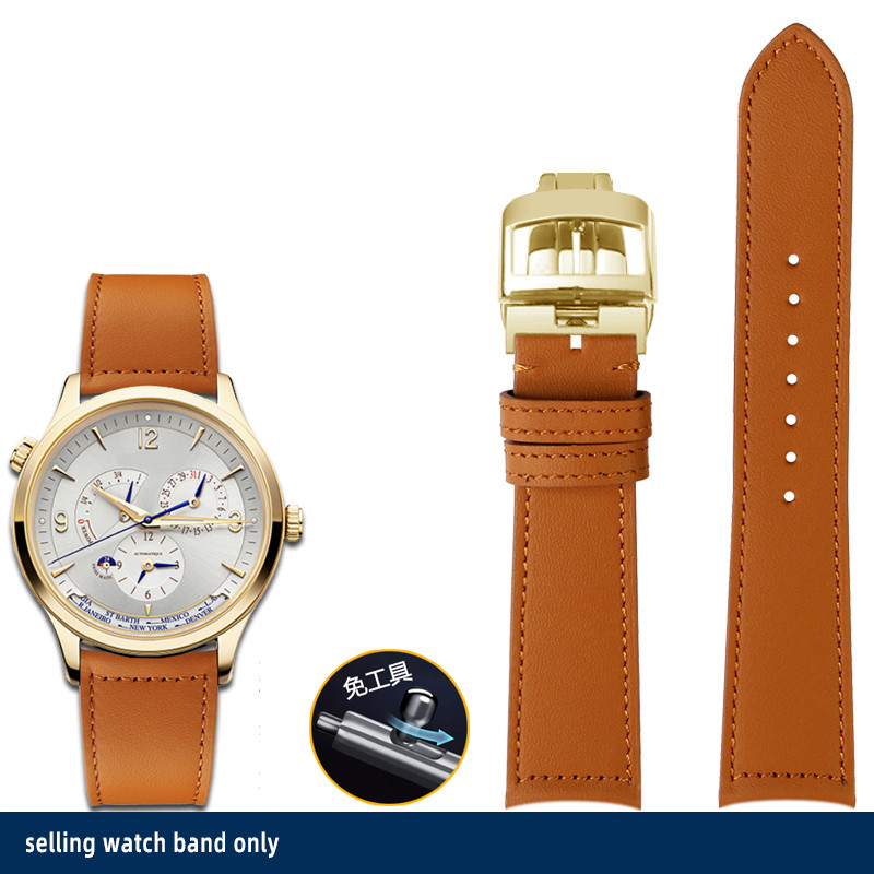 Real Cow cowhide Watchband For Jaeger-LeCoultre Master Series Curved cowhide Watch Strap Soft and Wa