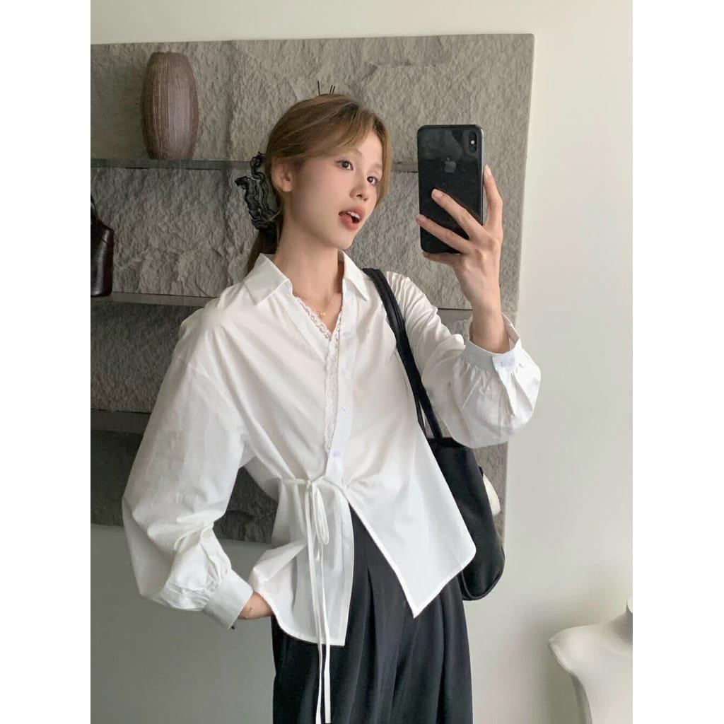 NTF - ZJD KEMEJA SOSANA MODEL KIMONO KERAH SANGHAI LENGAN PANJANG WANITA OUTFIT NONGKRONG CAFE / JES