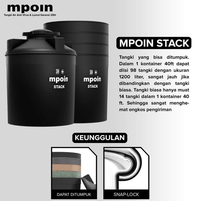MPOIN TANGKI AIR STACK 600 & 1200 L Liter Tanki Tandon Air Tumpuk - 600 LITER