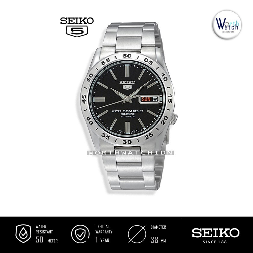 Jam Tangan Pria Otomatis Seiko 5 Men Automatic Black Dial Stainless Steel Original SNKE-01-K1