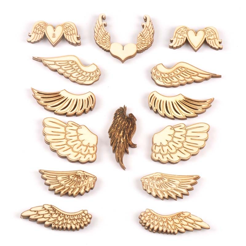 

10pcs Wings of an Angel pattern Wooden Scrapbooking Art Collection Craft for Handmade Accessory Sewing Home Decoration M2143