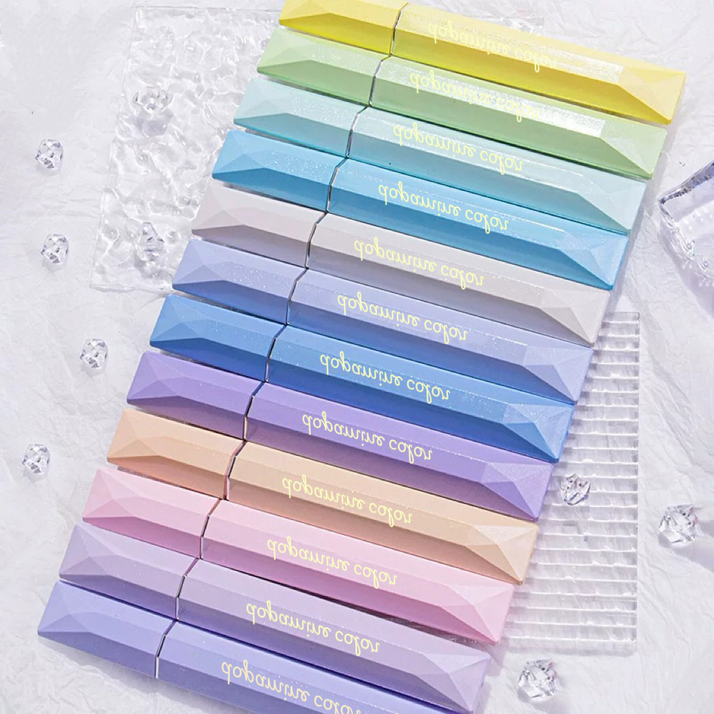 

12pcs Quadrilateral Highlighter pens - Vibrant Random Colors, Smear-Proof Markers for Students & Office Use