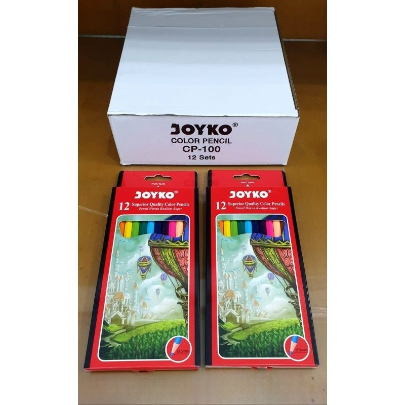

( 12 Set ) CP 100 Pensil 12 Warna Joyko CP-100 Panjang ( dus merah ) Superior Quality Color Hexagonal CP100