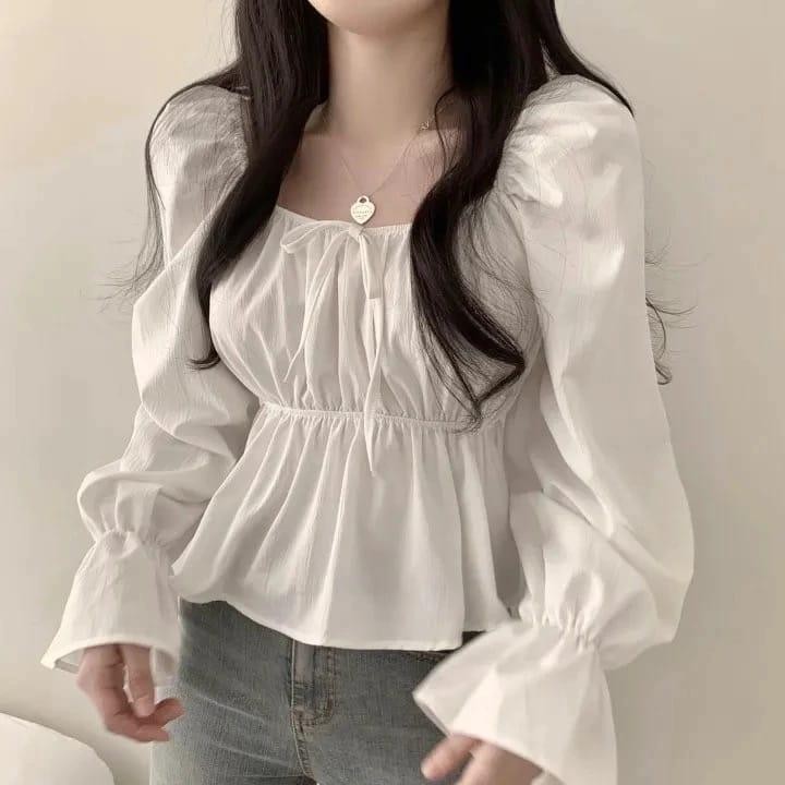 NTF - ZJD BLOUSE DANIYA KARET DEPAN IKAT PITA LENGAN TEROMPET DAILY OUTFIT WANITA / TALLY Blouse Mod
