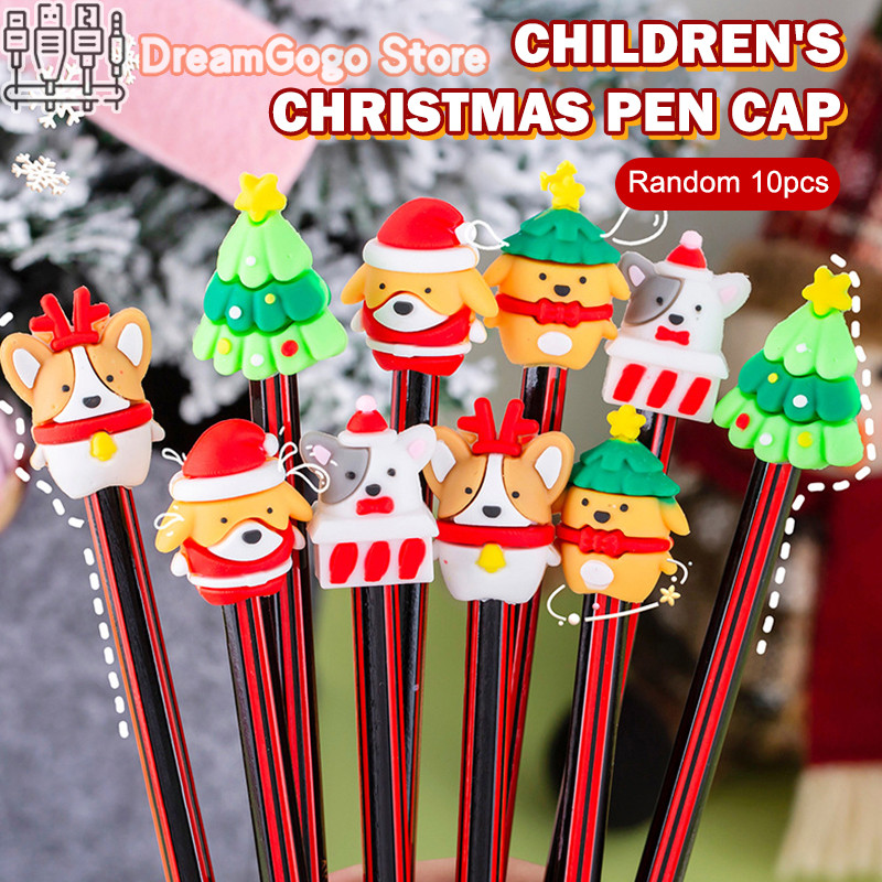 

10Pcs Mini Cute Cartoon Silicone Pen Topper Covers Kawaii Pencil Cap Creative Pencil Extender School Supplies Gifts