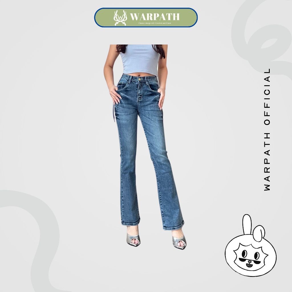 WARPATH - Highwaist Flare Jeans Stretchboot 9184 Cutbray Jeans Denim Panjang Wanita Bahan Stretch