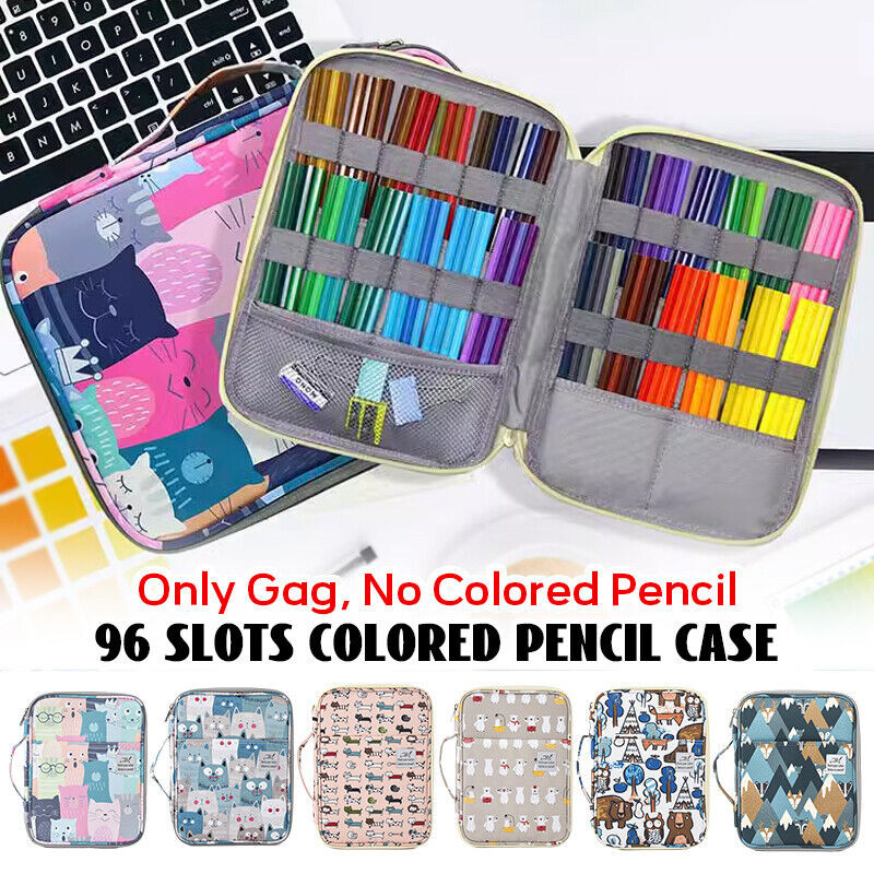 

96 Slots Colored Pencil Storage Bag Art Student Stationery Organizer Portable Watercolor Pen Storage Bag School Supplies