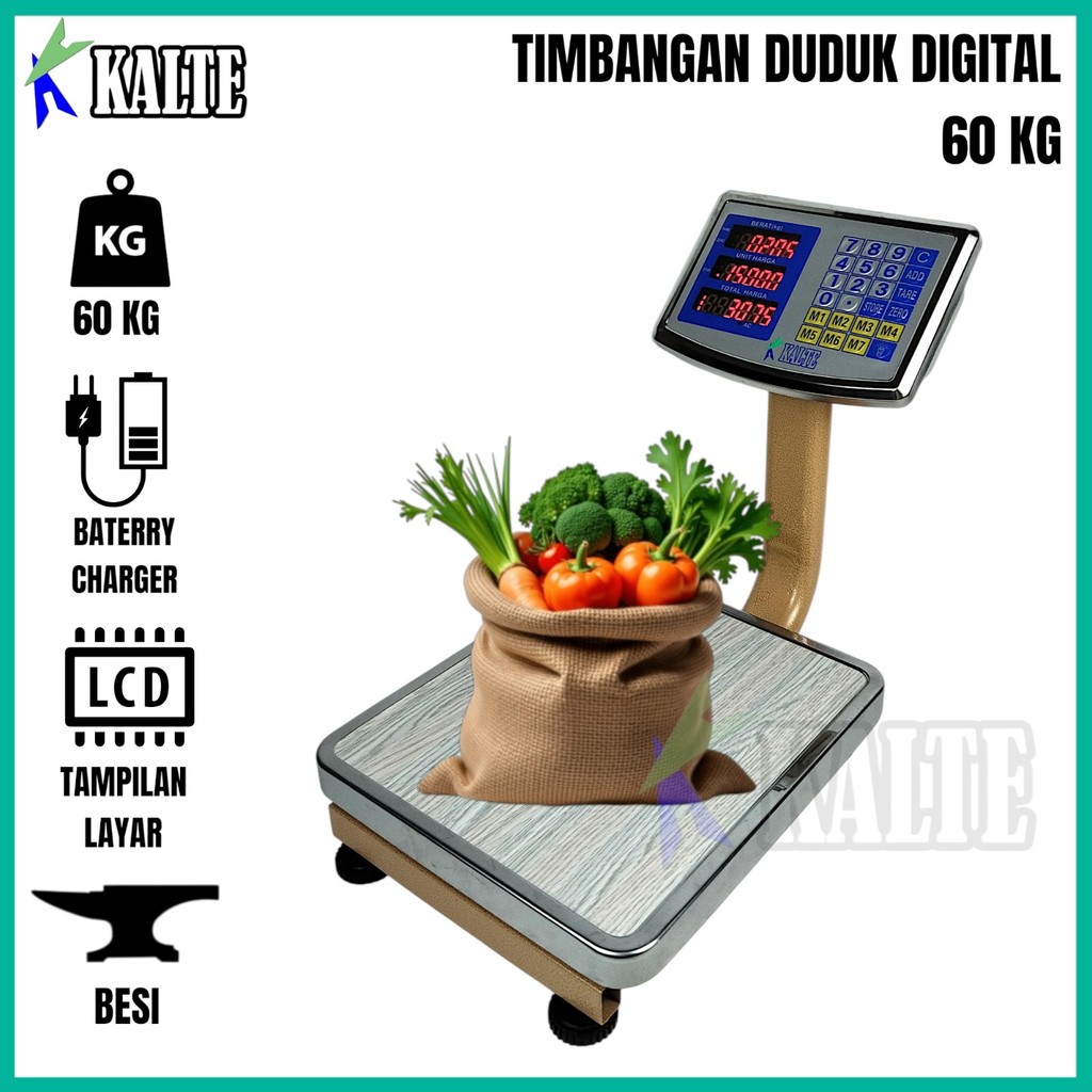 Timbangan Digital 60Kg/5gr Timbangan Duduk Digital 60kg/gr