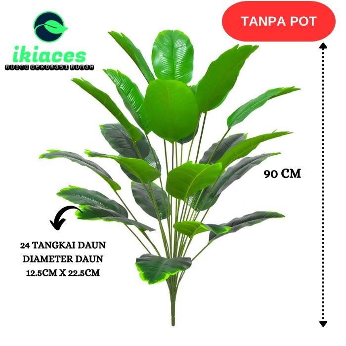 HOT PRODUK DAUN PISANG PLASTIK JUMBO 1 METER 24 DAUN DEKORASI BUNGA SUDUT RUMAH BUNGA HIAS PLASTIK M