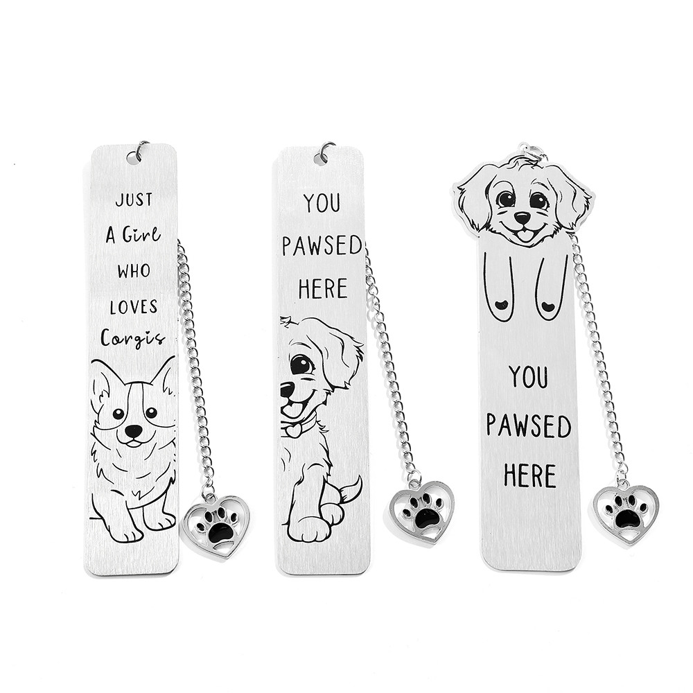 

Cross-border Explosion Bichon Frise Husky Stainless Steel Bookmark - Cute Cartoon Animal Bookmarks, Reading Gift for Dog Lovers