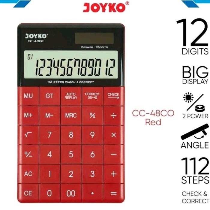 

⌞ Limited Stok⌝ - Terlaris Calculator kalkulator Joyko CC-48CO 12 digirs Check correct - Merah