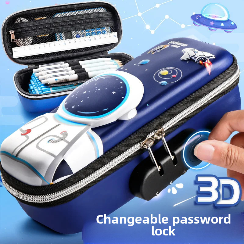

Large Capacity Multi-functional Cartoon3 Pencil Case Password Lock Children's School Supplies Wholesale Stationery Box