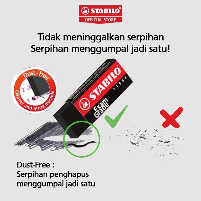 

STABILO EXAM GRADE Eraser Penghapus Pensil Ujian Sekolah 2B Hitam Putih Warna-warni - Mini Eraser