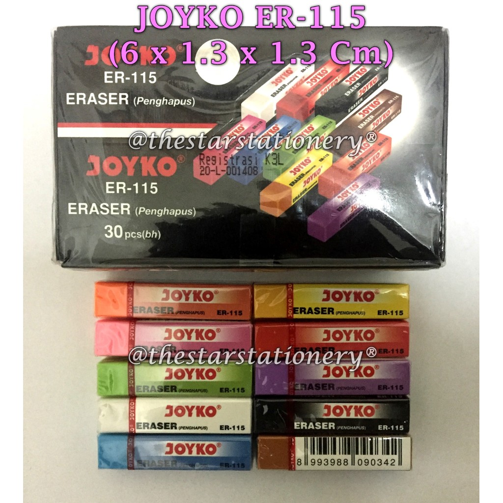 

(1 Pak isi 30 Biji) Penghapus JOYKO ER-115 10 Warna / Penghapus Eraser Joyko ER-115 (1 Pak/30)