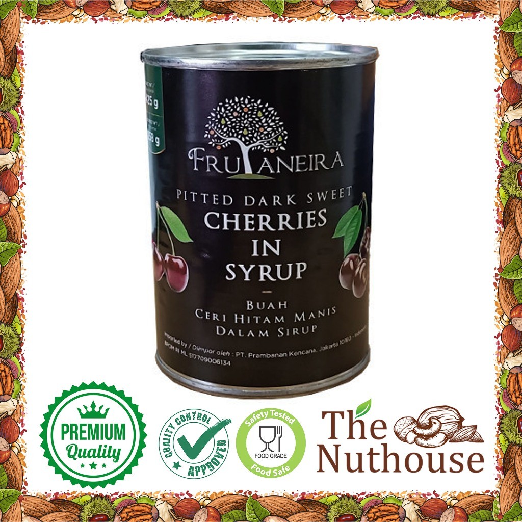 

Frutaneira Pitted Dark Sweet Cherries In Syrup / Buah Ceri Hitam Manis / US Cherry 425Gr