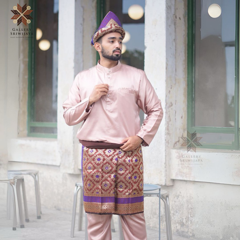 ONE SET SETELAN MELAYU PRIA TELUK BELANGE CEKEK MUSANG PAKAIAN MUSLIM KOKO COWOK ADAT MELAYU