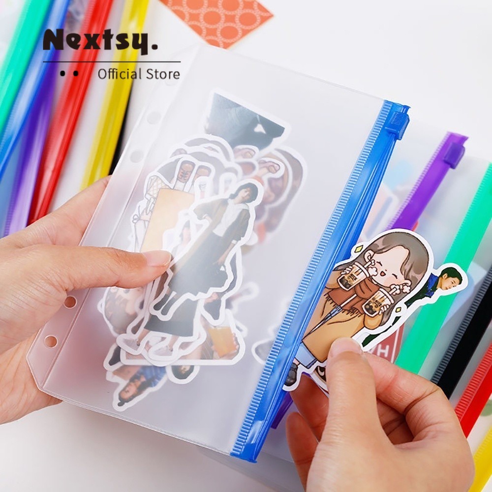 

Nextsy Tas Penyimpanan Alat Tulis Transparan Tas Buku Genggam Tas Saku Ritsleting Paper Organizers