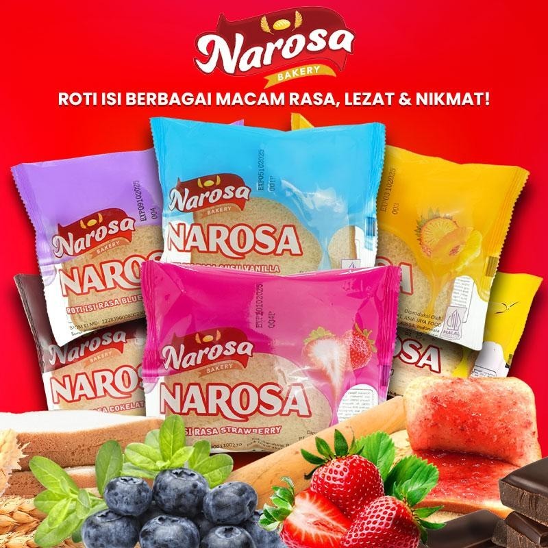

Combo 5 dan 10 NAROSA Roti Tawar 60gr – tersedia rasa Blueberry, Cokelat, Keju, Nanas, Strawberry, dan Susu Vanila