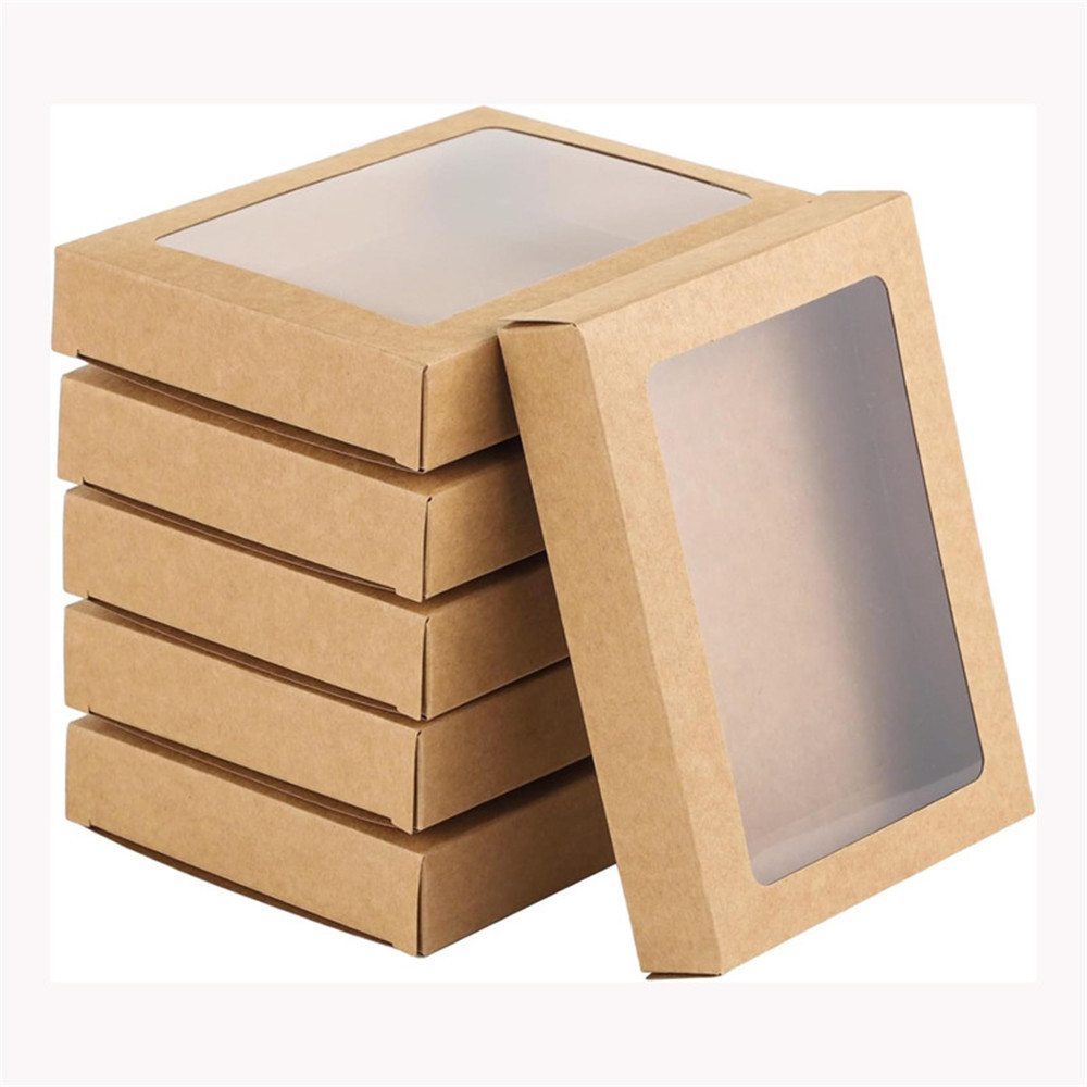

20pcs kraft/black/White Paper Box with Window Eyelash Display Box Cosmetics photo postcard Packaging transparent window Boxes