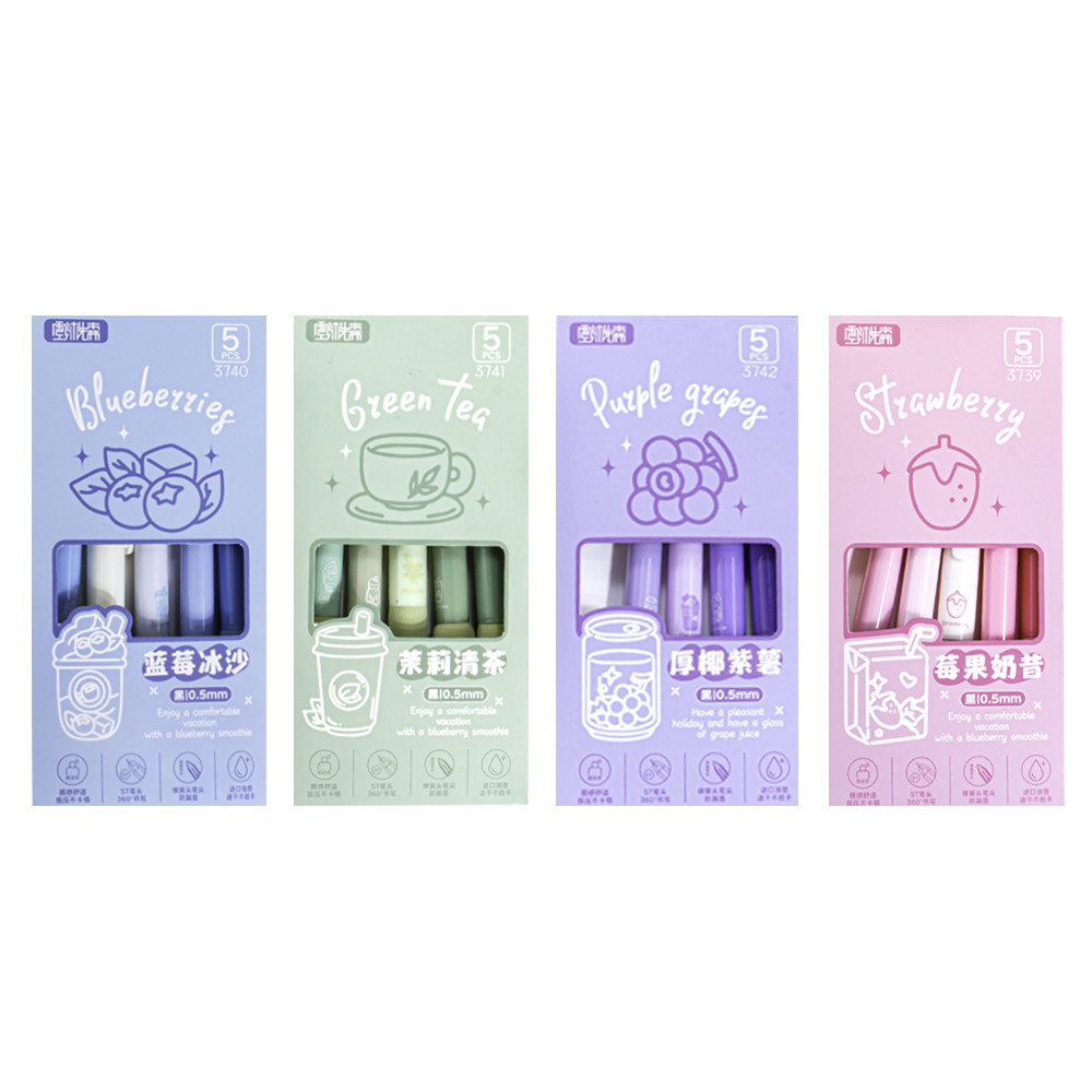 

MOKA Pulpen Gel Mekanik 1 Set 5 Pcs Lucu / Pulpen Mekanik 0.5Mm Dengan Bantalan Pastel Color Edition