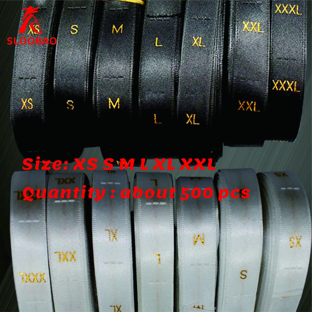 

500pcsGARMENT SIZE LABEL Clothing Tags White Black Background Wooden Lock Machine Metal Gold Letters 1.2x3.5cm High Quality