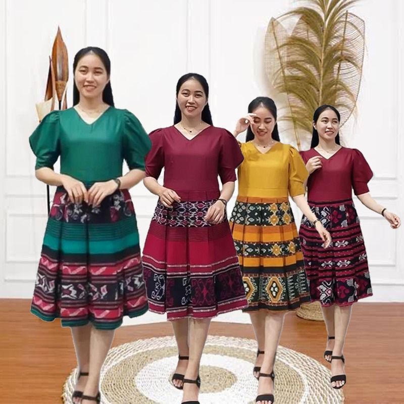 New Zoya AINA BAJU TENUN WANITA, DRESS WIRU ETNIK, DRESS WIRU MIX TOYOBO, DRESS KONDANGAN, WIRU BAJU