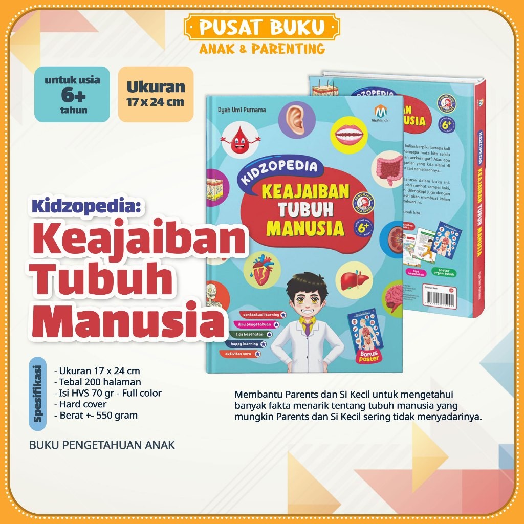 Buku anak Kidzopedia Keajaiban Tubuh Manusia - Hard Cover - Ziyadbooks