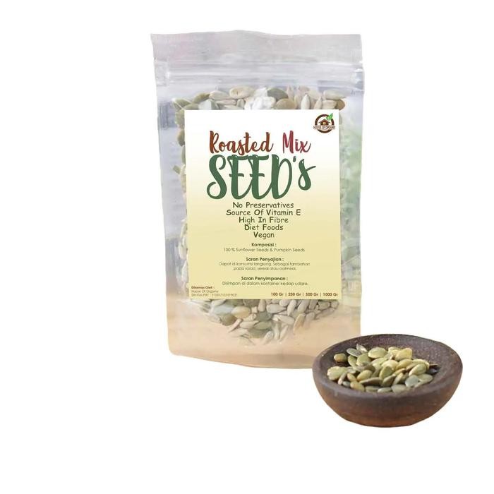 

Roasted Mix Sunflower Pumpkin Seeds Cemilan Biji Campur Panggang 250 Gr