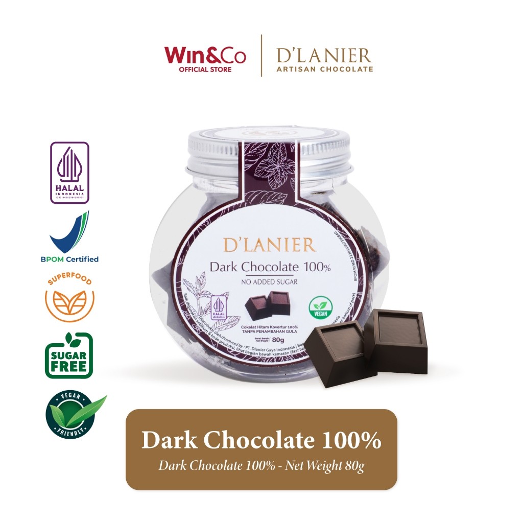 

D'Lanier Dark Chocolate 100% Sugar Free - 80gr
