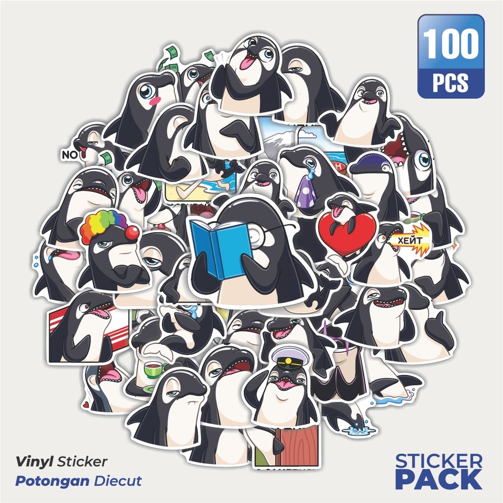 

Super Hemat! 100 PCS Stiker Hewan Penguin Waterproof Aesthetic- Untuk Laptop, Motor, dan Helm - Paper Stationery Pack