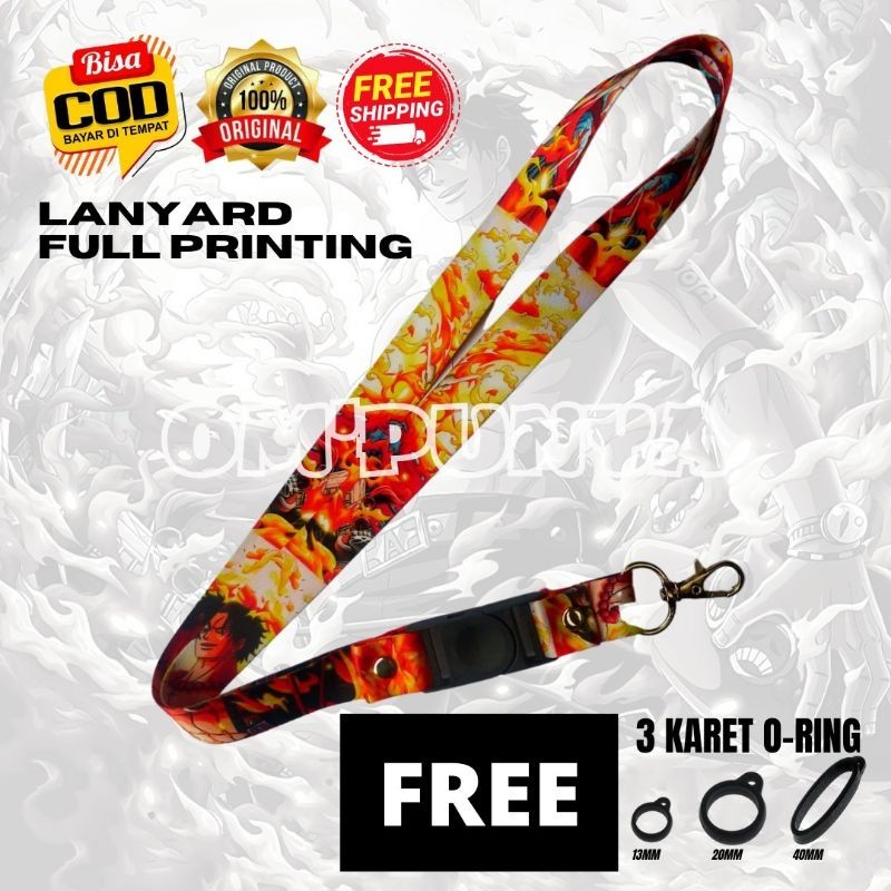 

Lanyard Gantungan Bonus 3 Karet Motif ICE Full Print Bolak Balik