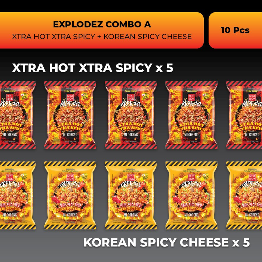 

Best Wok Mi Goreng Xtra Hot Xtra Spicy 5pcs + Korean Spicy Cheese 5pcs