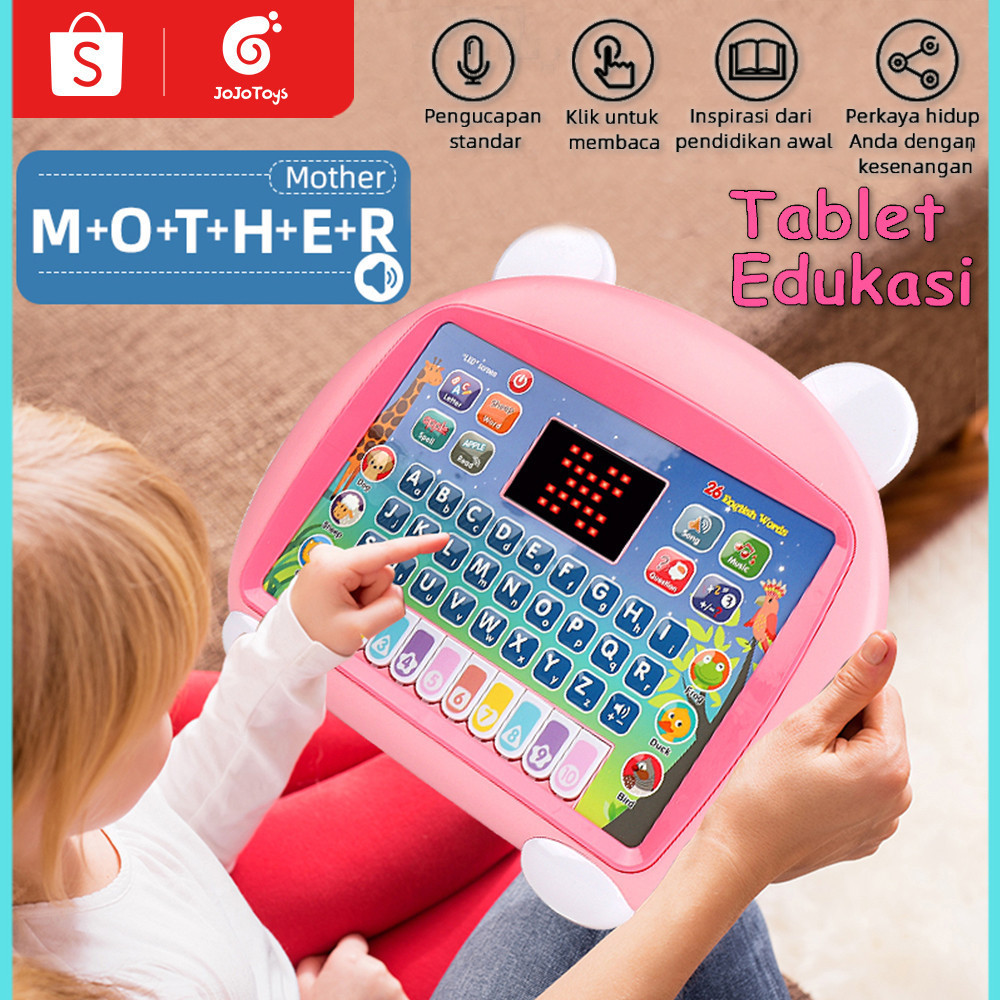 JOJOTOY Mainan Tablet Musik Piano Anak Tablet Edukasi Anak Mainan Tablet Belajar Huruf Laptop Mainan