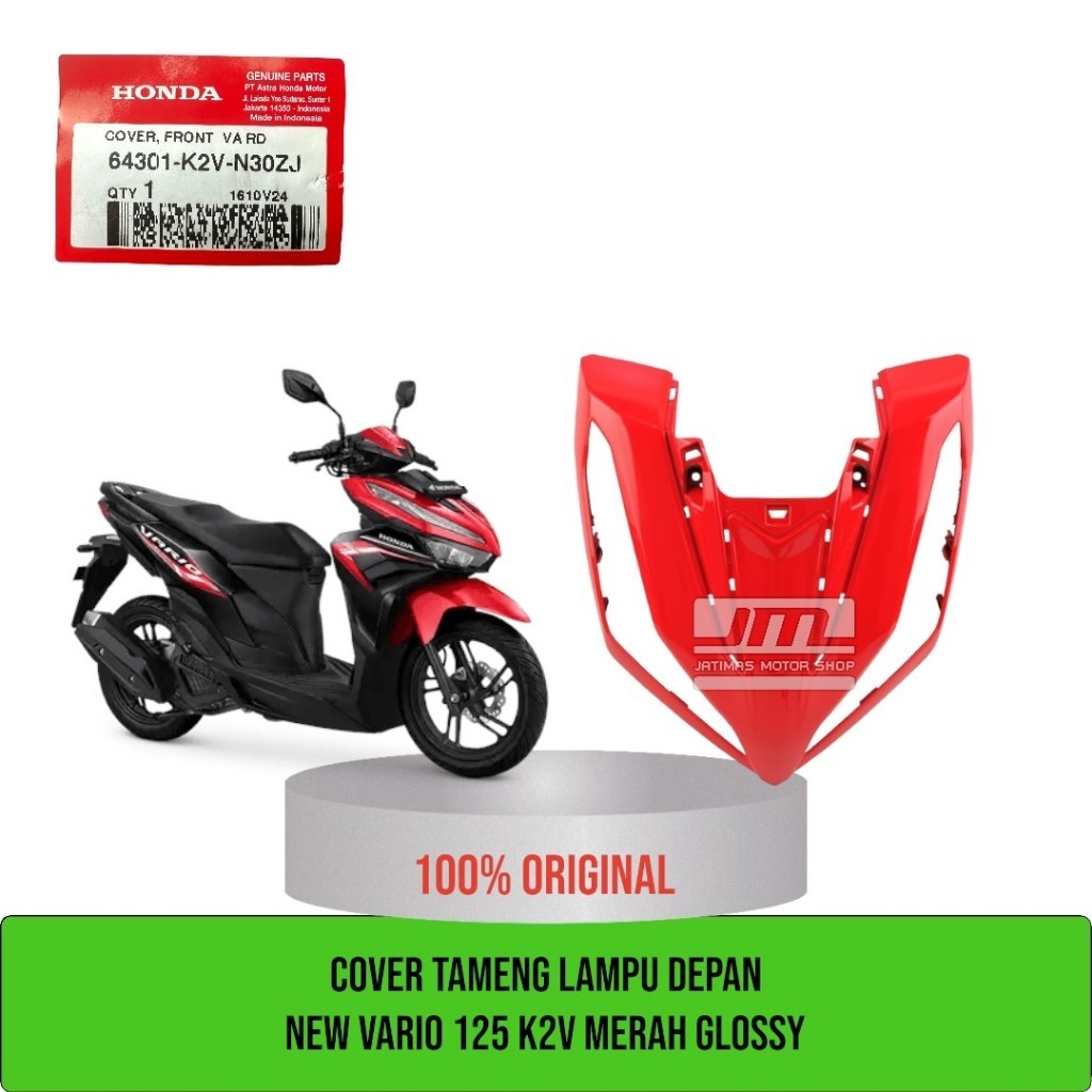 Cover tameng lampu depan new vario 125 K2V merah glossy 64301-K2V-N30ZJ