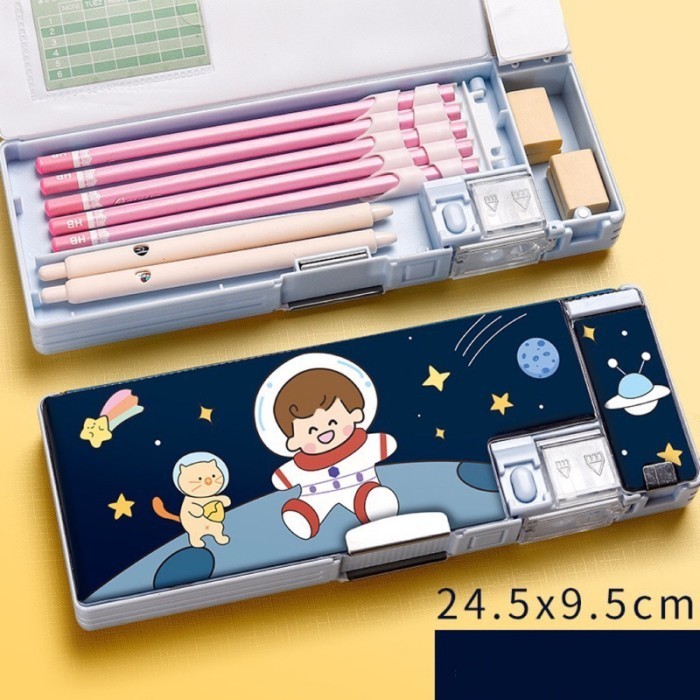 

TERLARIS! multifunction pencil box kotak pensil multiguna double layer 2 tingkat - Simple space