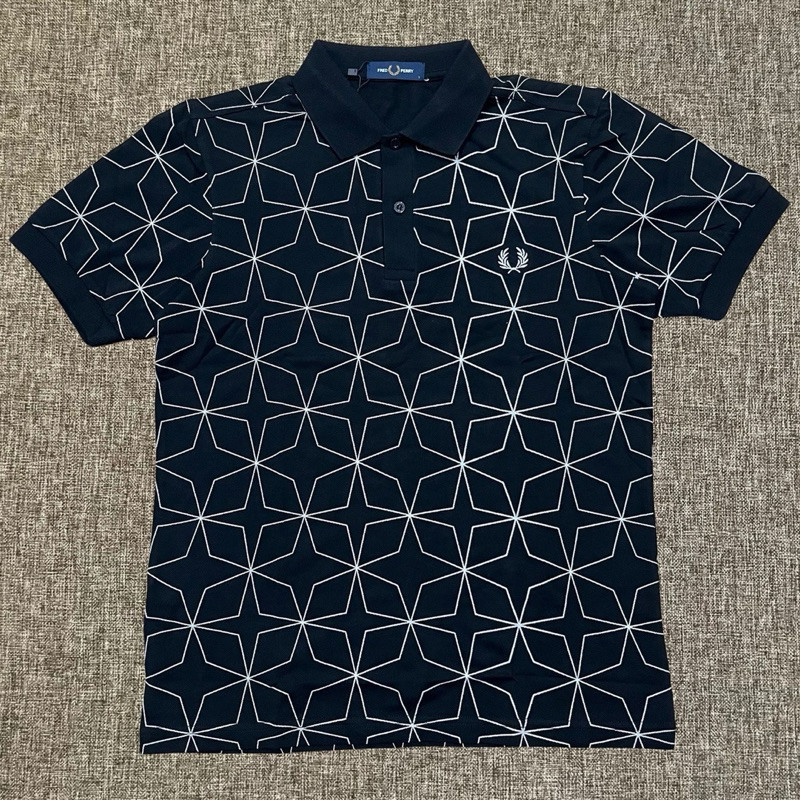 Fred Perry Geometric Polo Black Original / Baju Kaos Polo Fred Perry Authentic