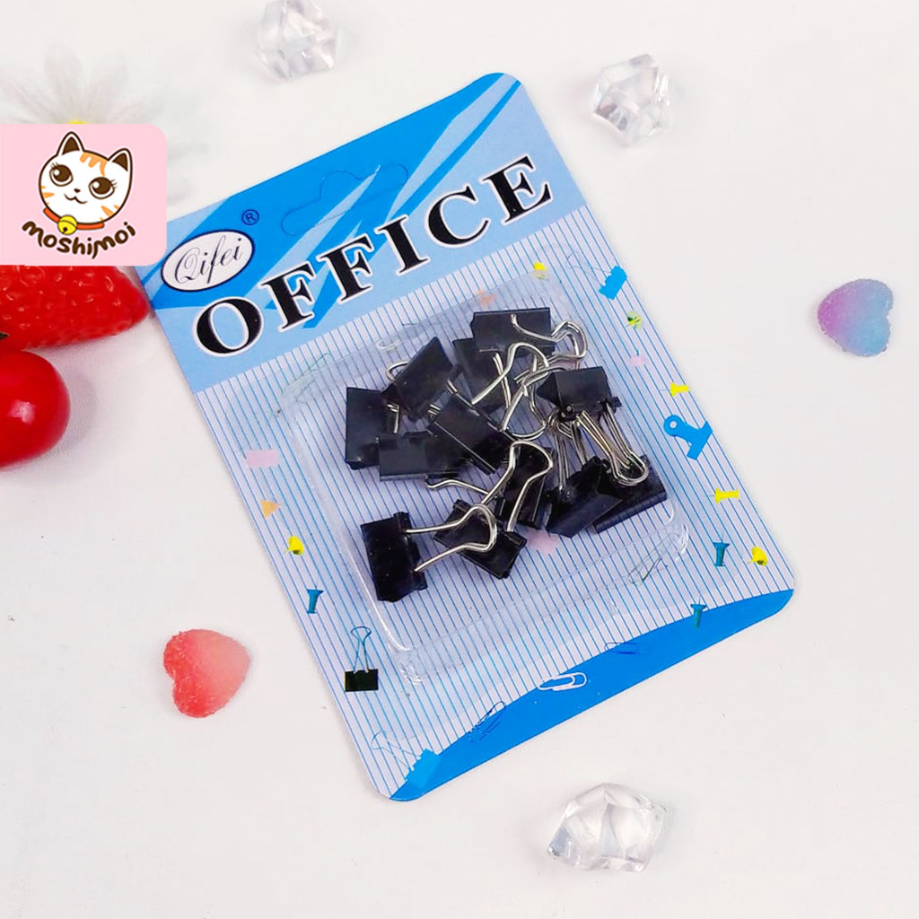 

Binder Clip / Paper Clip / Klip Kertas Besi Mini Hitam Isi 12 Pcs