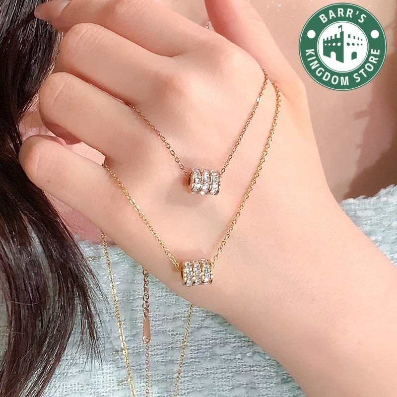 Kalung Wanita Roll Tiga Berlian Titanium Anti Karat - Cantik dan Elegan Cantik dan Elegan