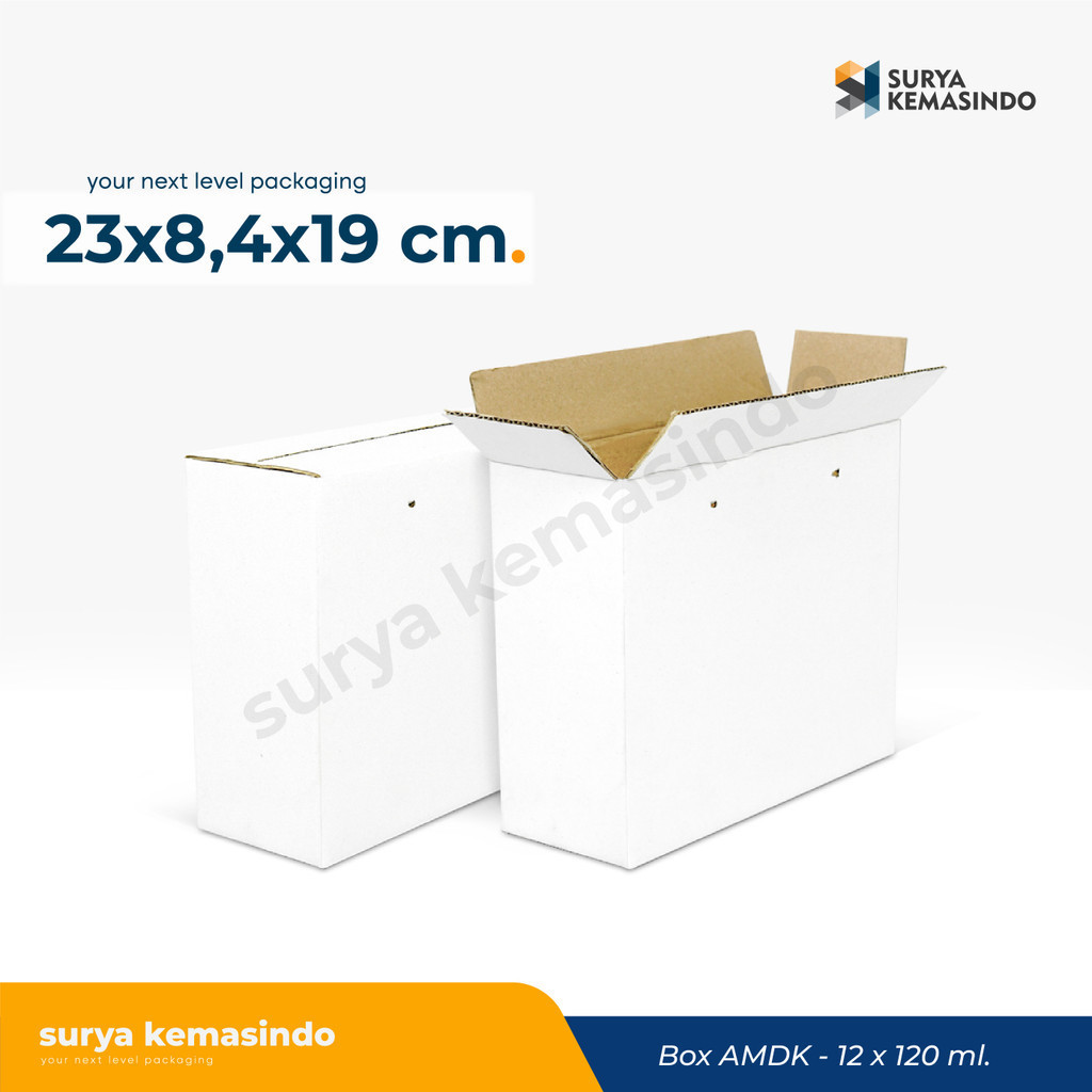 

Box 23x8,4x19 ( 12x120 ml GEPENG ) Kardus/Karton/Kemasan/boxamdk/amdk/hampers/normal/tinggi19
