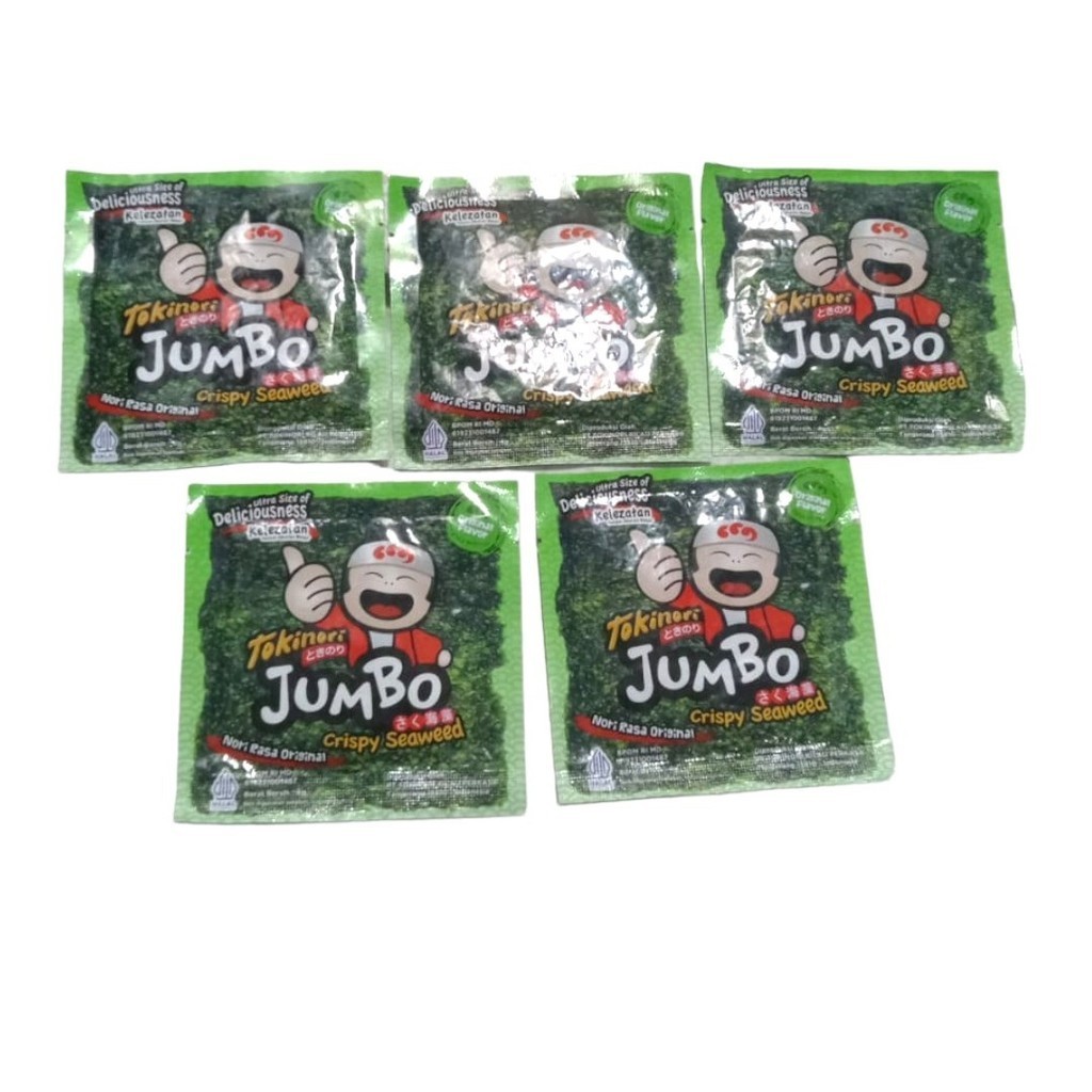 

Snack rumput laut Seaweed nori sheet Tokinori Jumbo crispy rasa Original 5 x 4 Gram (Bundle 5 Pcs)