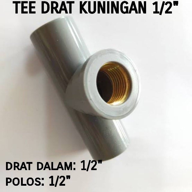 Tee drat dalam 1/2" inch Kuningan Faucet Tee 1/2 inch