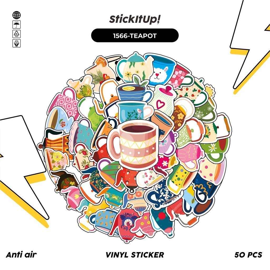 

COD✨ 100 Pcs Stiker Teapot Lucu Anti Air Untuk Dekorasi Notebook Sepeda Skateboard Handphone DIY