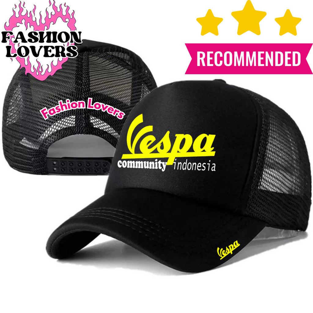 Fashion Loverz Topi Trucker VESPA - Topi Distro VESPA Logo - Topi VESPA Premium - Topi Pria Dewasa -
