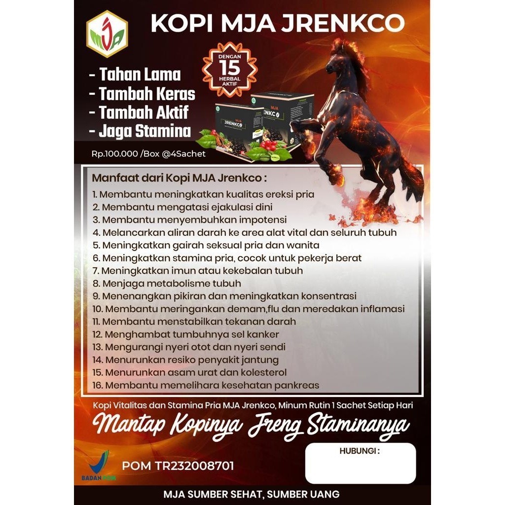 

KOPI JRENKCO MJA ORIGINAL - MJA STAMINA PRIA TAHAN LAMA - EXP2026 HS02