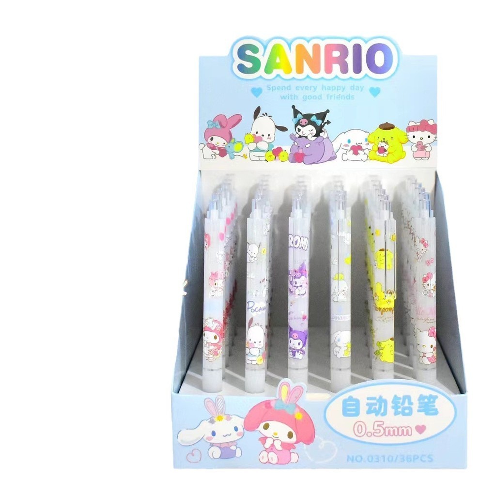 

( OTH1042 ) ( DIJUAL SATUAN ) Alat tulis pensil mekanik karakter - sanrio kuromi cinnamoroll melody hello kitty pochacco pomppompurin - yellow kuning white putih pink merah muda purple ungu