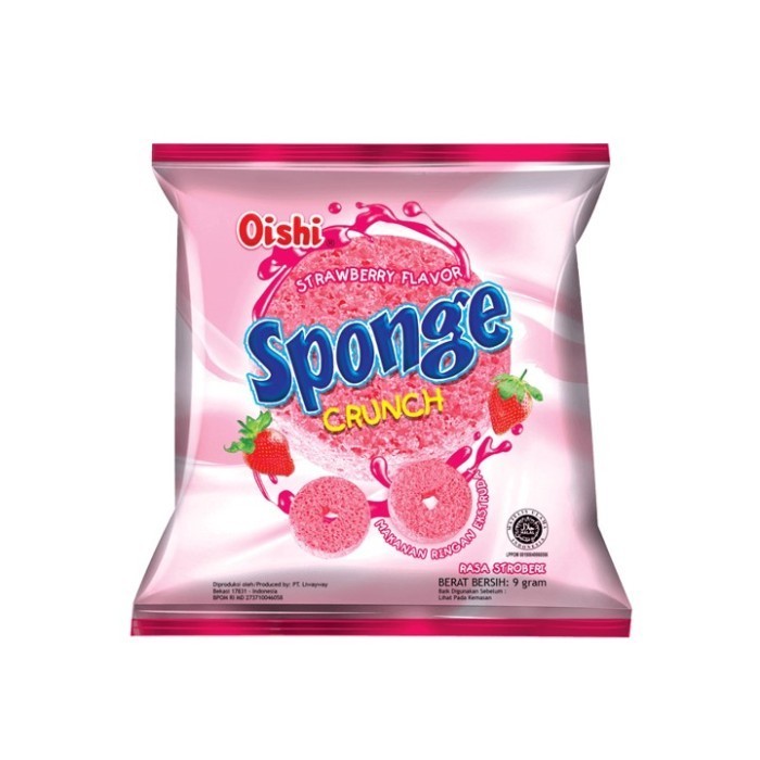 

Oishi Sponge Crunch Rasa Strawberry 9g Isi 10pcs Cemilan Murah dan Enak