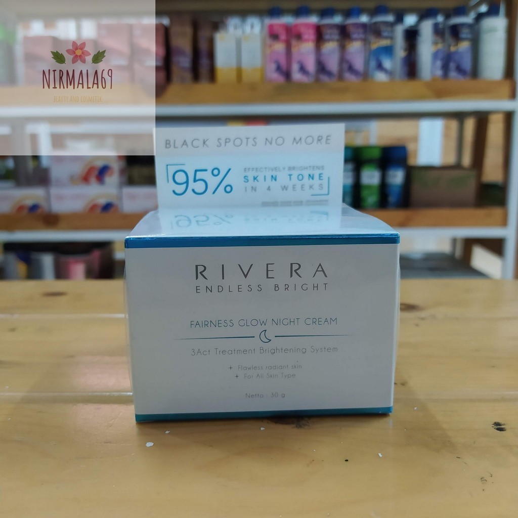 RIVERA ENDLESS BRIGHT FAIRNESS GLOW NIGHT CREAM 30gr/cream wajah/krim anti penuaan dini/Original/Bpo