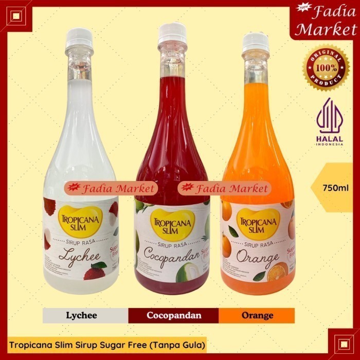 

Tropicana Slim Sirup Bebas Gula Lychee Leci Cocopandan Jeruk 750ml