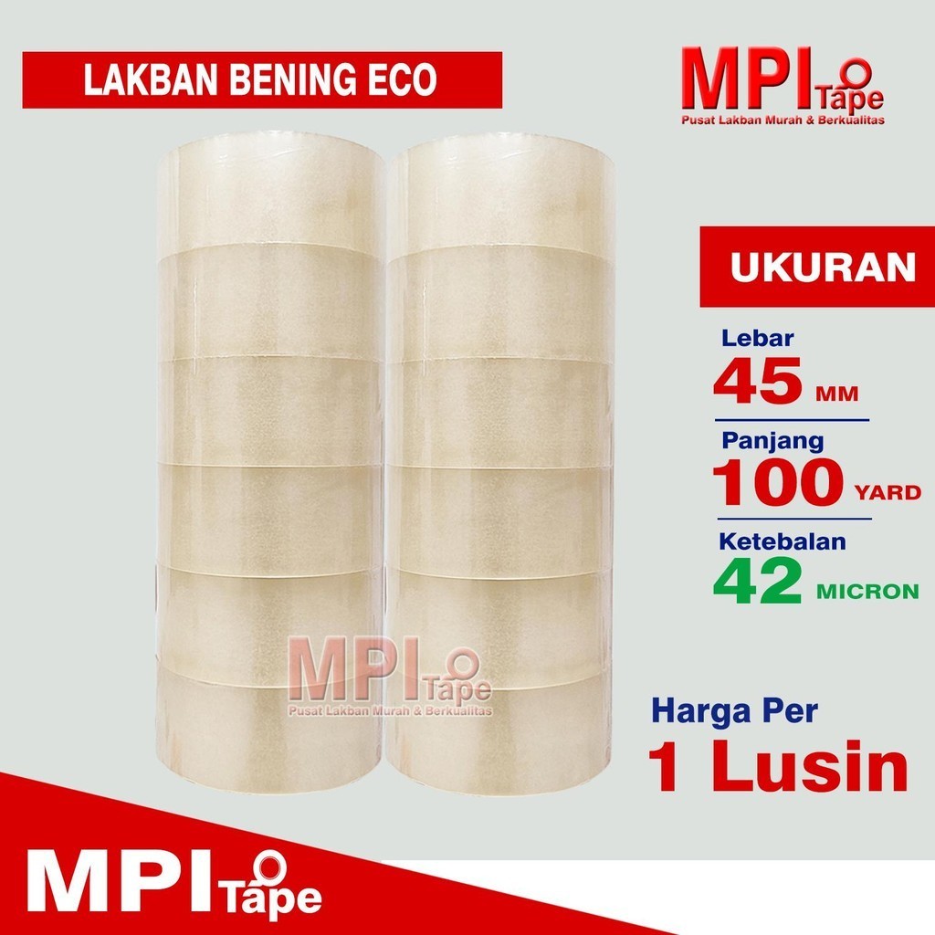 

1 Lusin - Lakban Bening Ekonomis 45 x 100 Yard - Lakban Packing - MPI